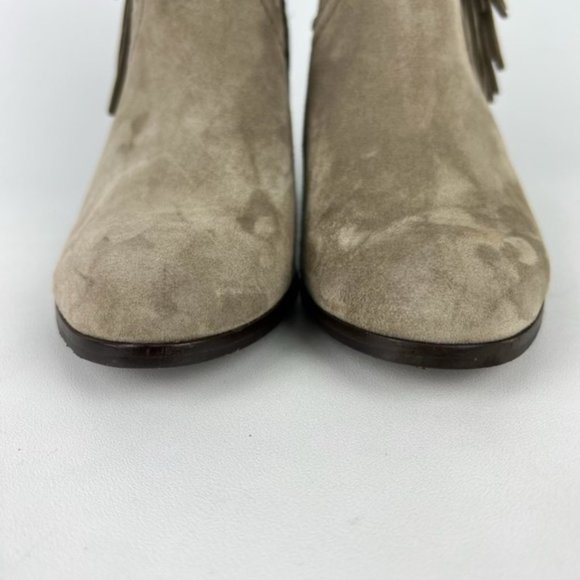 Sam Edelman Louie Taupe Fringe Suede Western Ankle Boot 6 - Picture 6 of 16